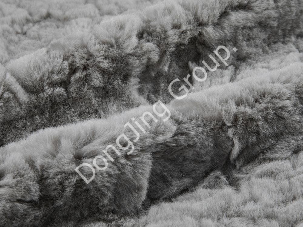 9T1788-灰色のウサギのヘアブラシ faux fur fabric