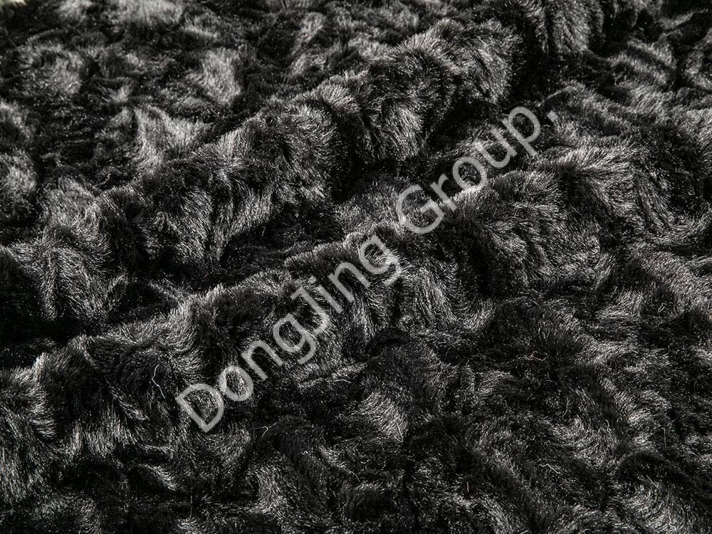 9T2446-黒いブラシをかけられたウサギの毛 faux fur fabric