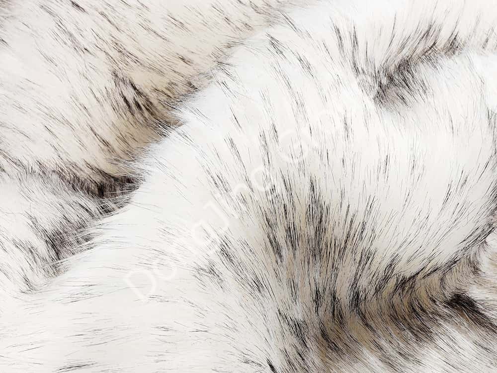 9W1127D-ホワイトティミーホワイトプリントブラックポインテッドアライグマヘア faux fur fabric